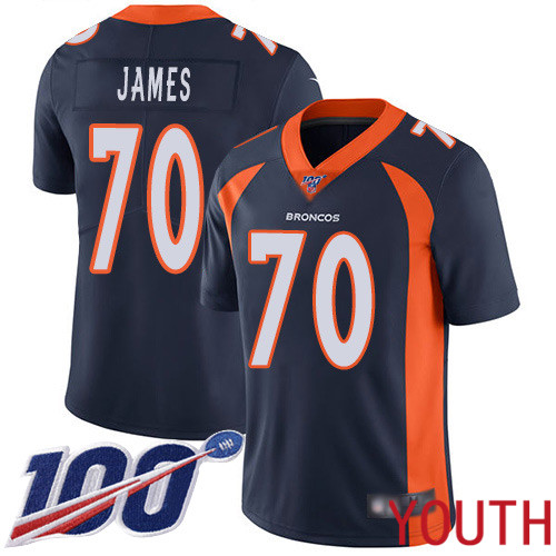 Youth Denver Broncos #70 Ja Wuan James Navy Blue Alternate Vapor Untouchable Limited Player 100th Season Football NFL Jersey